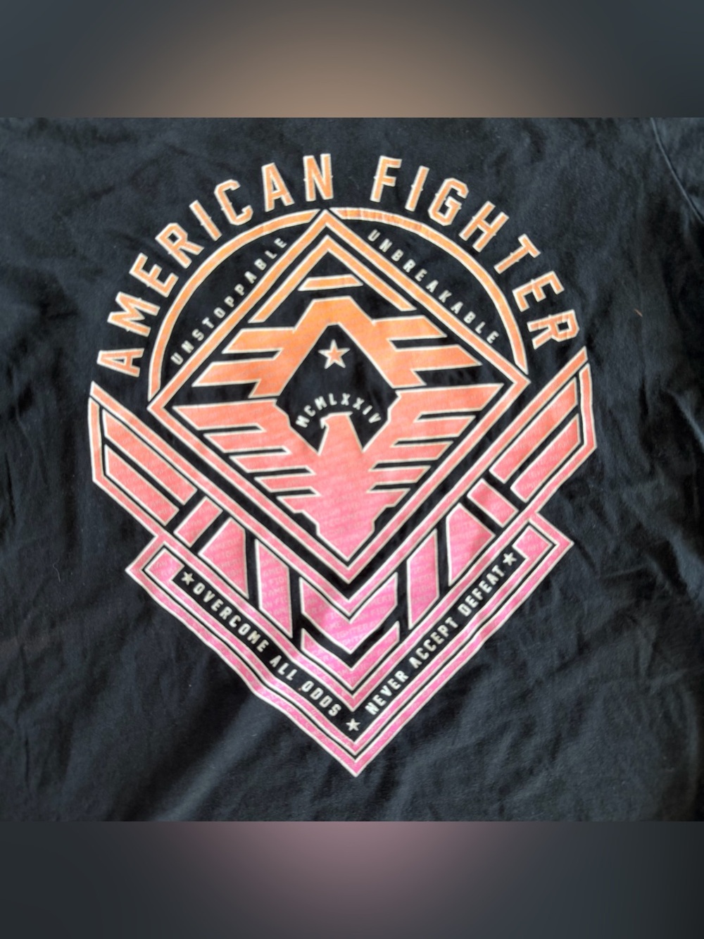 American Fighter Black Tee with White Logo Print - Picture 2 of 8